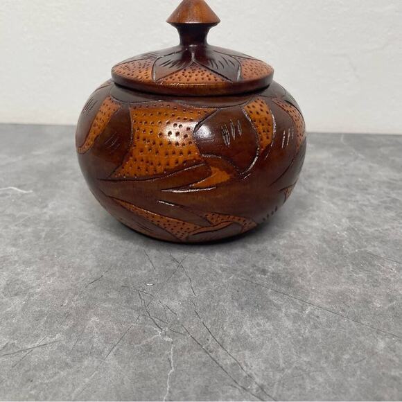 Artisan Handcrafted /Carved Wooden Art Bowl Small Size - Picture 2 of 10